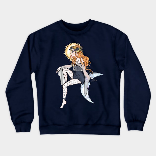 sun and moon Crewneck Sweatshirt by kokodiablo